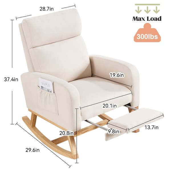 dimension image slide 1 of 12, HOMYKA Rocking Chair for Nursery with Footrest