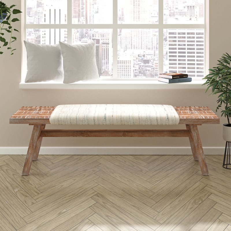 Sevita Brown/Multi Striped Accent Bench - 50" L x 16.5" W x 18" H