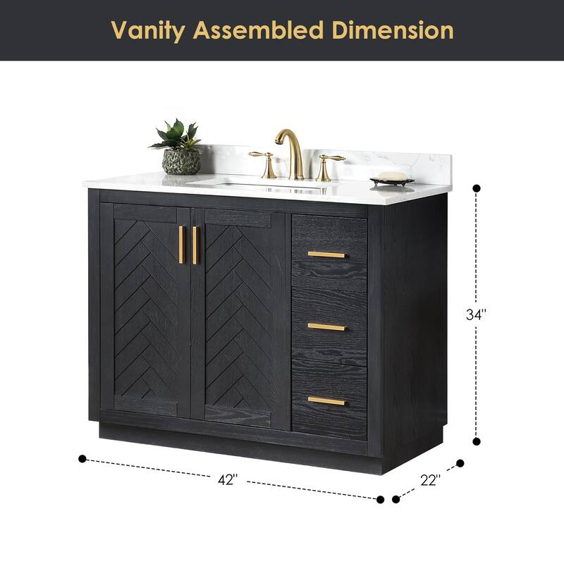 Altair Gazsi Bathroom Vanity with Composite Stone Countertop with Mirror