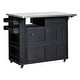 preview thumbnail 54 of 53, Extendable Solid Wood Kitchen Island with Stainless Top Drawers and Wheels
