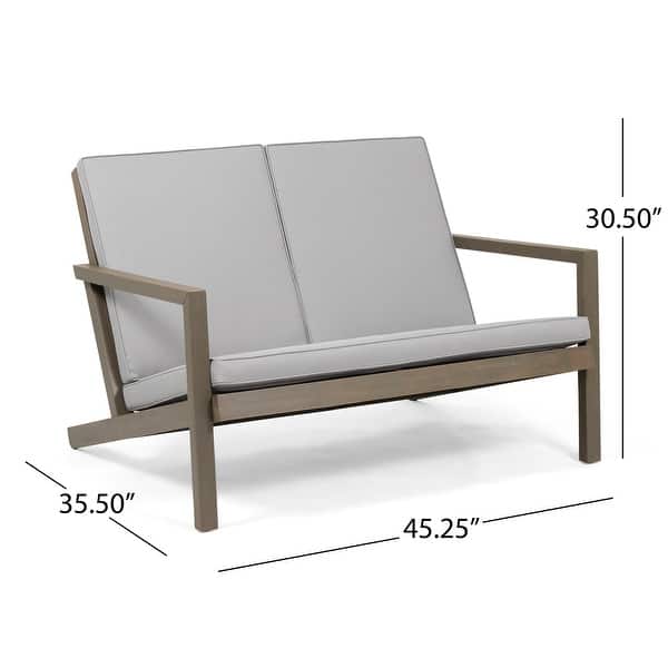 dimension image slide 3 of 6, Leah Outdoor 4 Seater Chat Set with Cushions by Christopher Knight Home