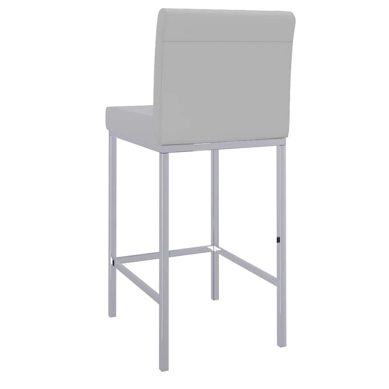 Contemporary Faux Leather and Metal 26" Counter Stool, Set of 4 - White and Chrome