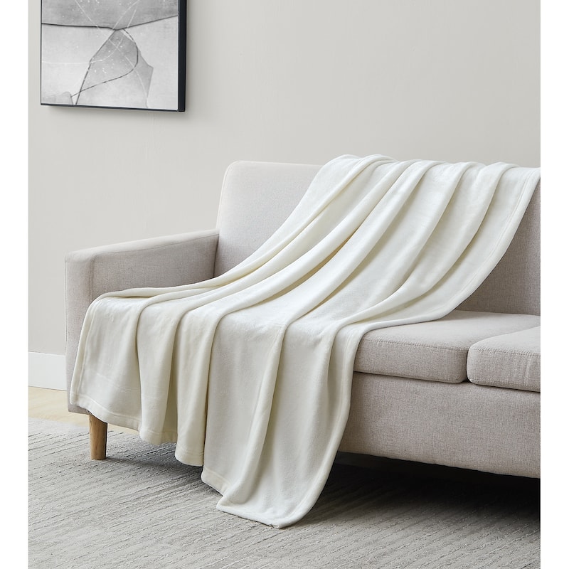 Southshore Fine Linens Premium Fleece Blanket - Throw - Cream