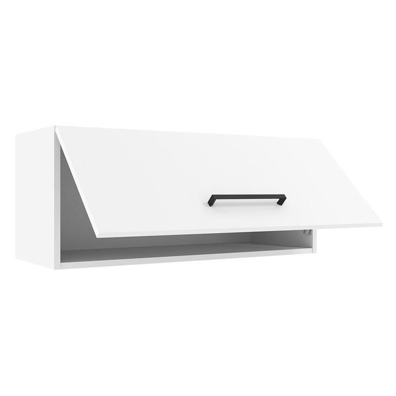 Madesa Hazel Wall Kitchen Storage Cupboard Cabinet with Horizontal Door and Shelves 31 In Modern Organization Unit - White