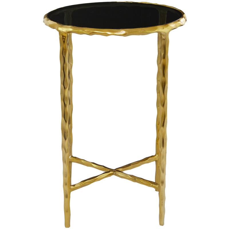 Aluminum Modern Accent Table with Shaded Glass Top