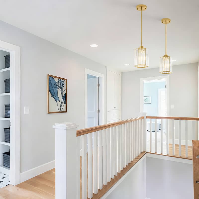 1-Light Crystal Pendant Lighting Fixtures for Sloped Ceiling