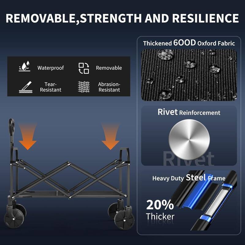 Foldable 380LBS Capacity Utility Heavy Duty Wagon Camping Cart