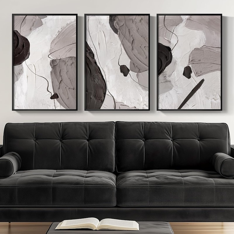 Black and White Gray Modern Abstract Wall Art - 16 x 24