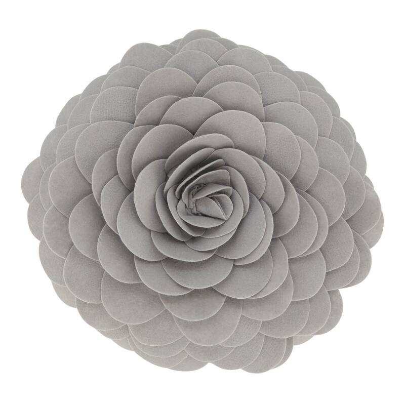 Elegant Textured Colorful Decorative Flower Throw Pillow - 13"x13" - Grey