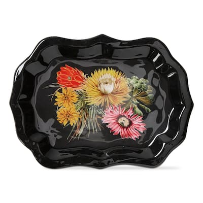 Eden Multicolor Decorative Trinket Tray - Iron Summer Design, 7.75 x 5.75 x 0.39 in, Dust and Wipe Clean, Decorative Use Only