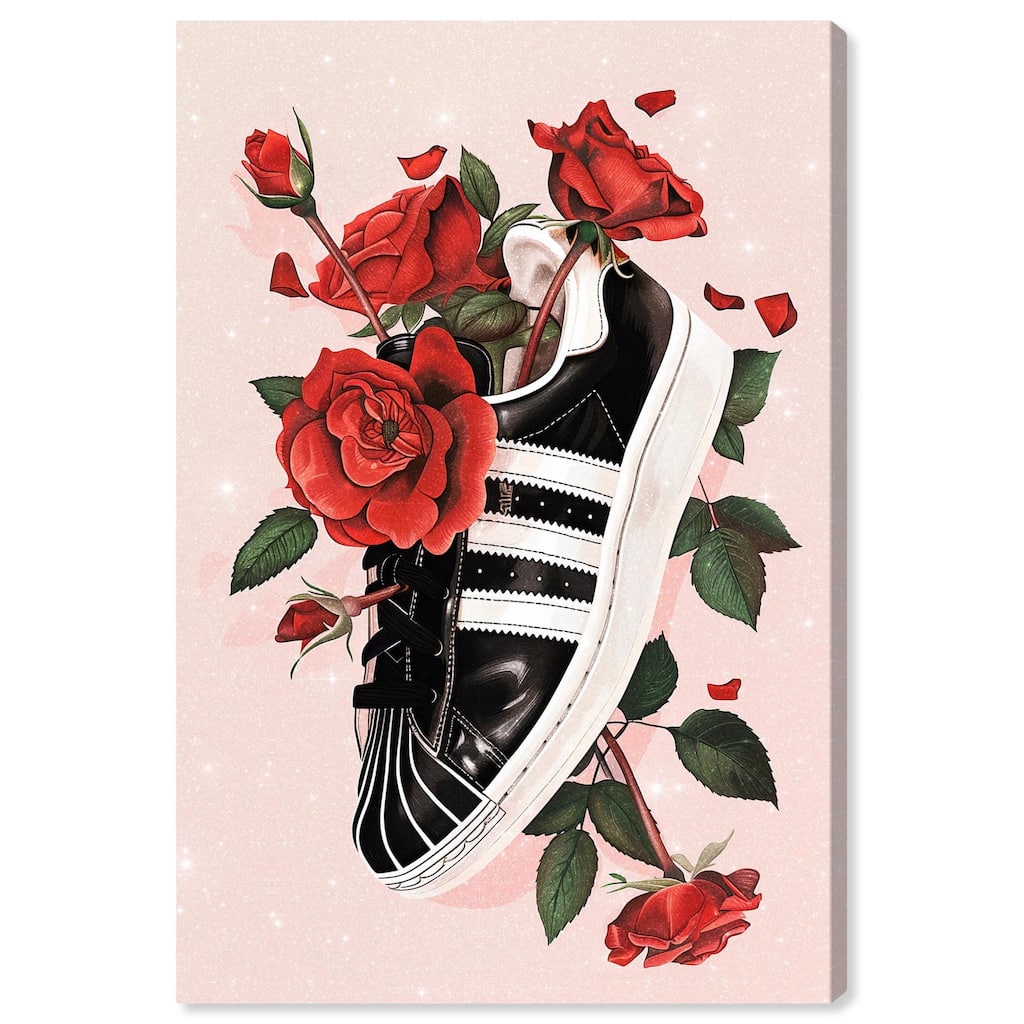 Sporty Sneaker Flowers Canvas by Art Remedy, Gallery Wrapped