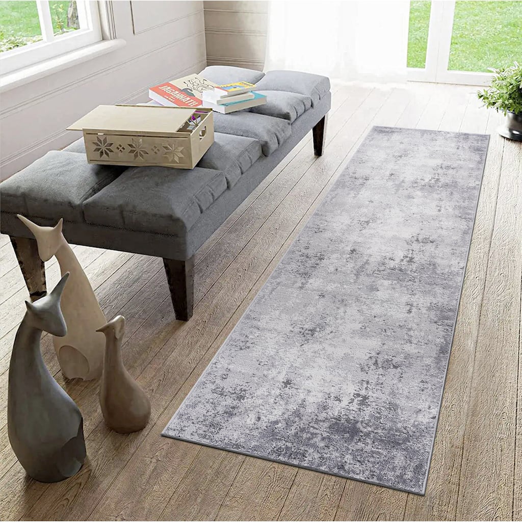 Besma Luxury Modern Area Rug With Abstract Patterns (Light Grey)
