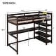 preview thumbnail 59 of 82, Space-Saving Loft Bed with Storage Shelves and Desk, Solid Wood Loft Bed Frame with Ladder and Guardrail for Kids Teens Adults