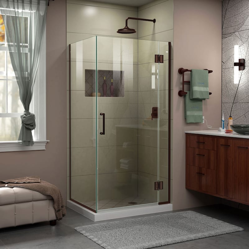 DreamLine Unidoor-X 36 3/8 in. W x 34 in. D x 72 in. H Frameless Hinged Shower Enclosure - 34" x 36.38" - Oil Rubbed Bronze Finish
