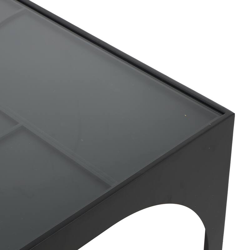 Metal Geometric Accent Table with Glass Top - Black - Roche River Decor