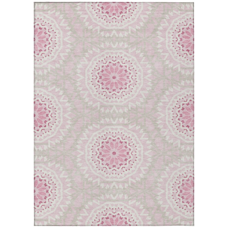 HomeRoots Floral Medallion Transitional Rectangle Outdoor Rug