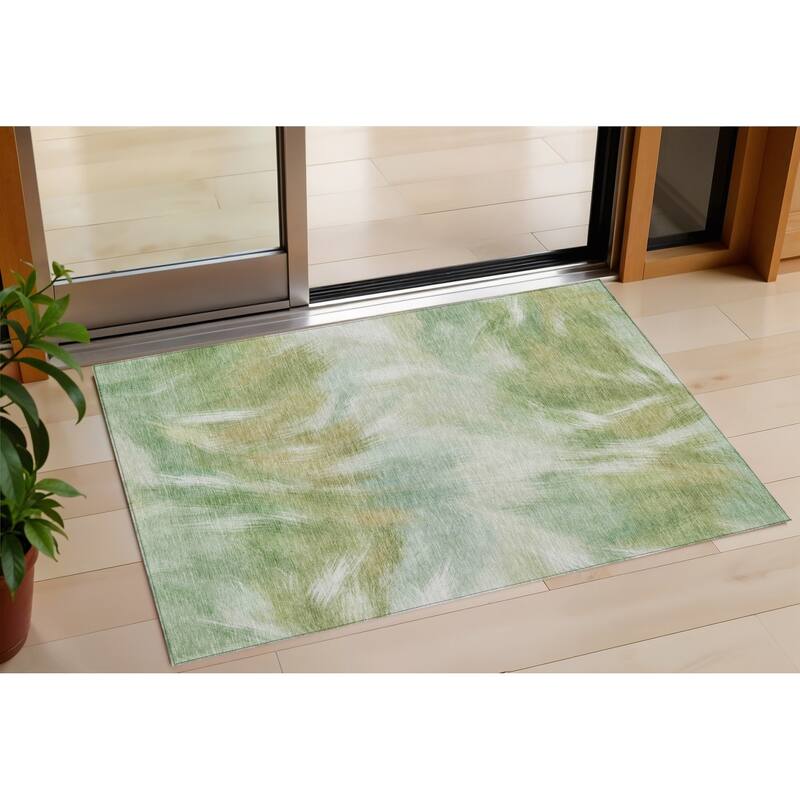 HomeRoots Abstract Transitional Rectangle Outdoor Rug - 3' x 5'