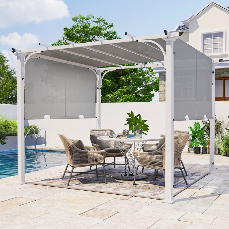 EAGLE PEAK 10x10 Outdoor Pergola Canopy, Metal Sunshelter for Backyard, Deck, Poolside and Garden, Gray