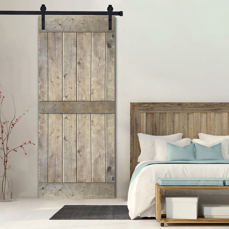 K1 Series Paneled Wood Barn Door with Installation Hardware Kit