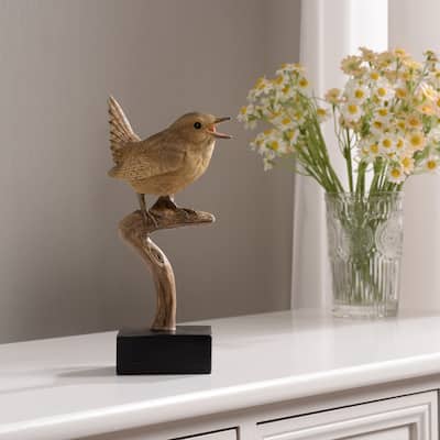 Nightingale Bird On Branch Decoration - 8.5"