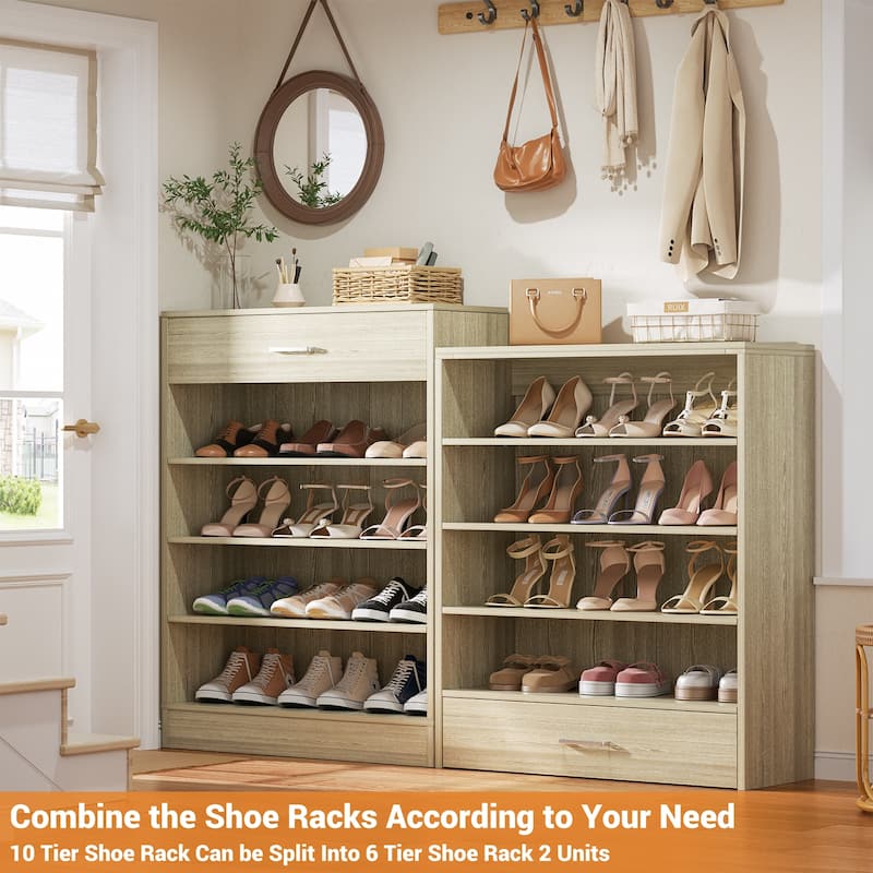 9-Tier Shoe Cabinet with 2 Drawers, Freestanding Closet Organizer with Adjustable Storage Shelves