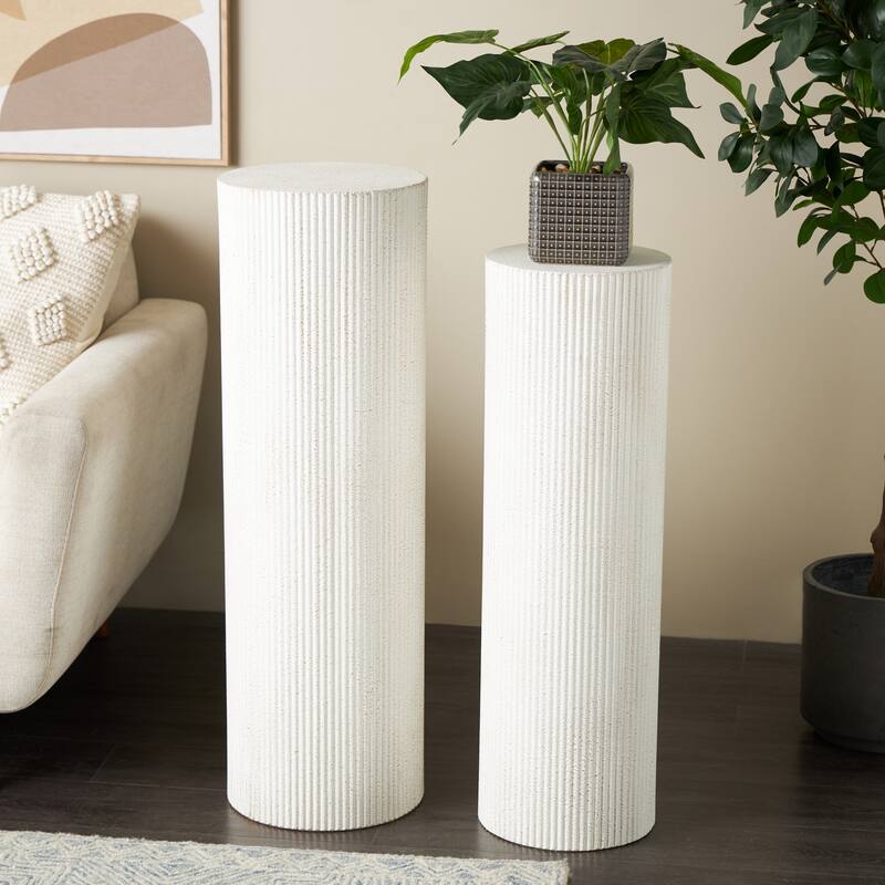 Wood Handmade Pedestal Table - Set of 2 Brown, Black or White - Roche River Decor