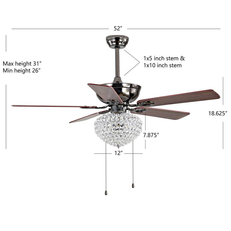 SAFAVIEH Lighting Ivanne 52-inch Led Ceiling Light Fan - 52" W x 52" L x 28"-33" H