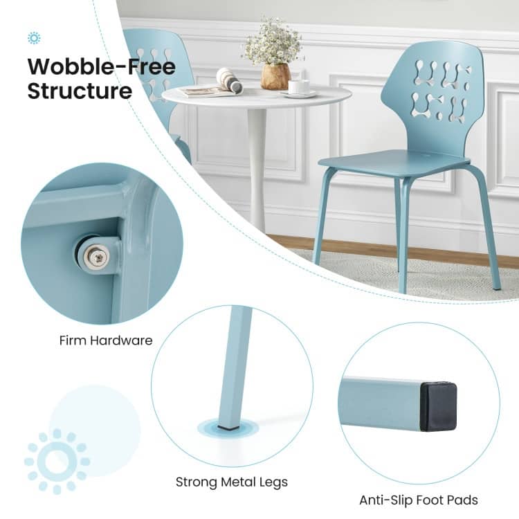 Set of 4 Metal Dining Chair with Hollowed Backrest and Metal Legs - 17.5" x 21" x 33.5" (L x W x H)