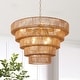 preview thumbnail 1 of 17, Dimmable 8-Light Hand-Woven Rattan Tiered Chandelier