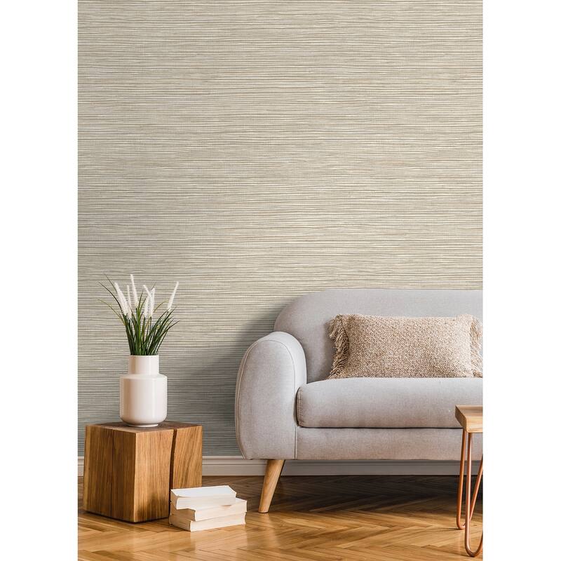 Advantage Alton Taupe Faux Grasscloth Wallpaper