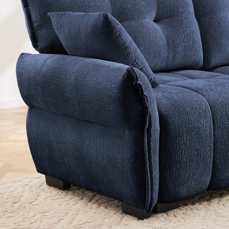 Modular 4-Seat Chenille Sofa Set with 2 Ottomans, High-Resilience Cushions and Solid Wood Frame