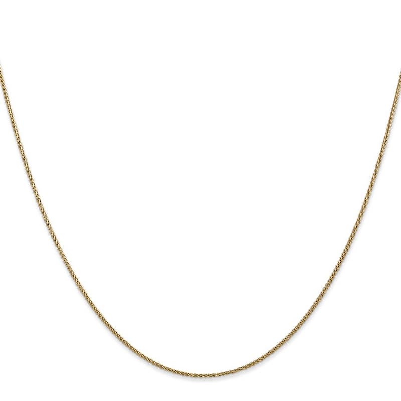 Curata Women's 14k Yellow Gold 1mm Solid Sparkle-Cut Spiga Chain Anklet - 10 Inch