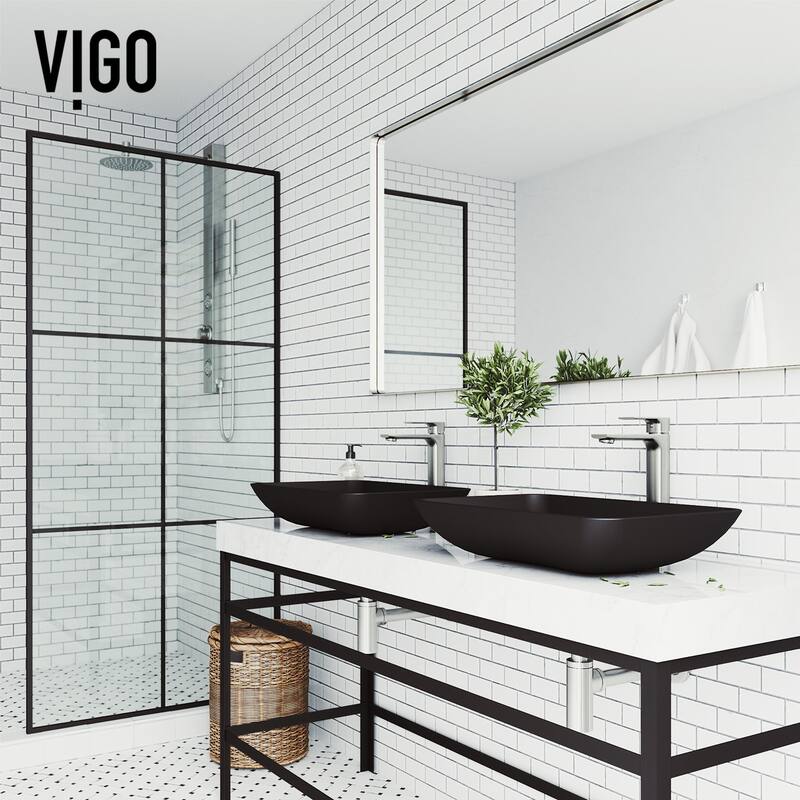 Vigo Hadyn 22" Rectangular Glass Vessel Bathroom Sink