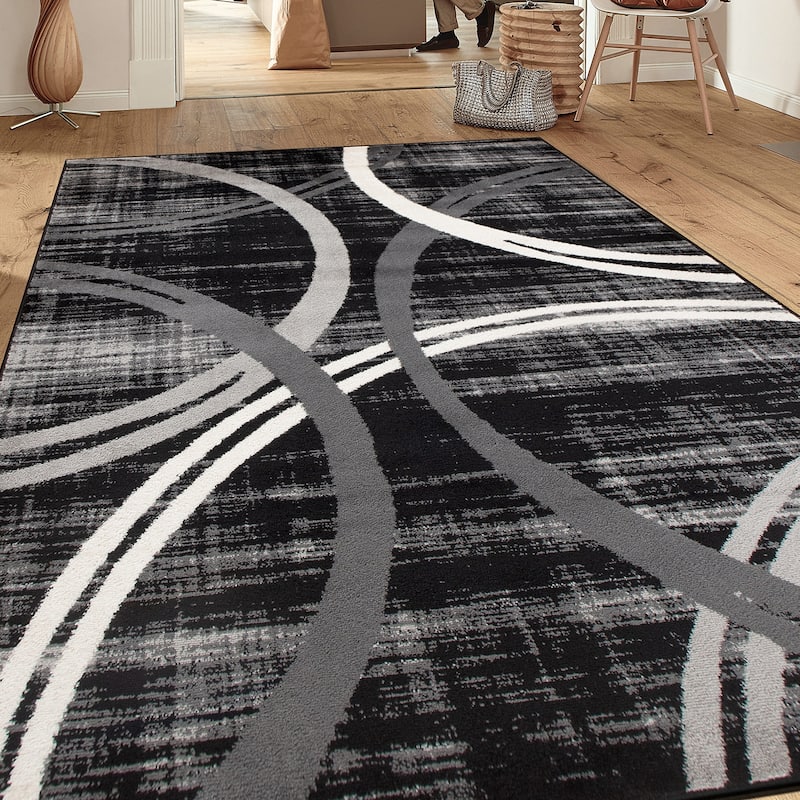 World Rug Gallery Contemporary Abstract Circles Design Area Rug