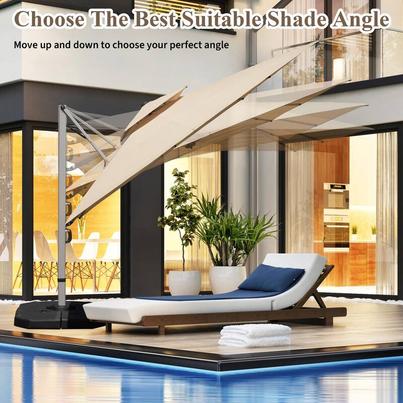 Aluminum Patio Umbrella - 360° Rotation, Hydraulic Lift