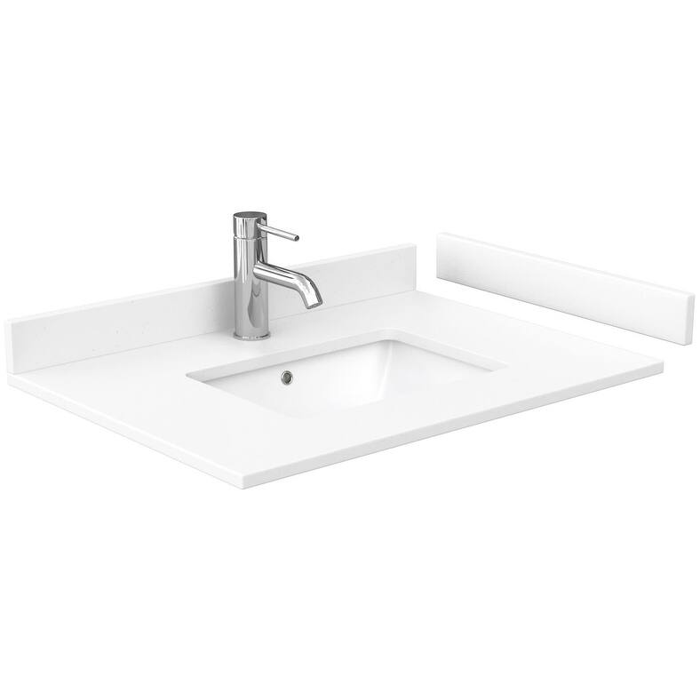 Wyndham Collection 30" Single Vanity Top with Undermount Rectangular - White Cultured Marble