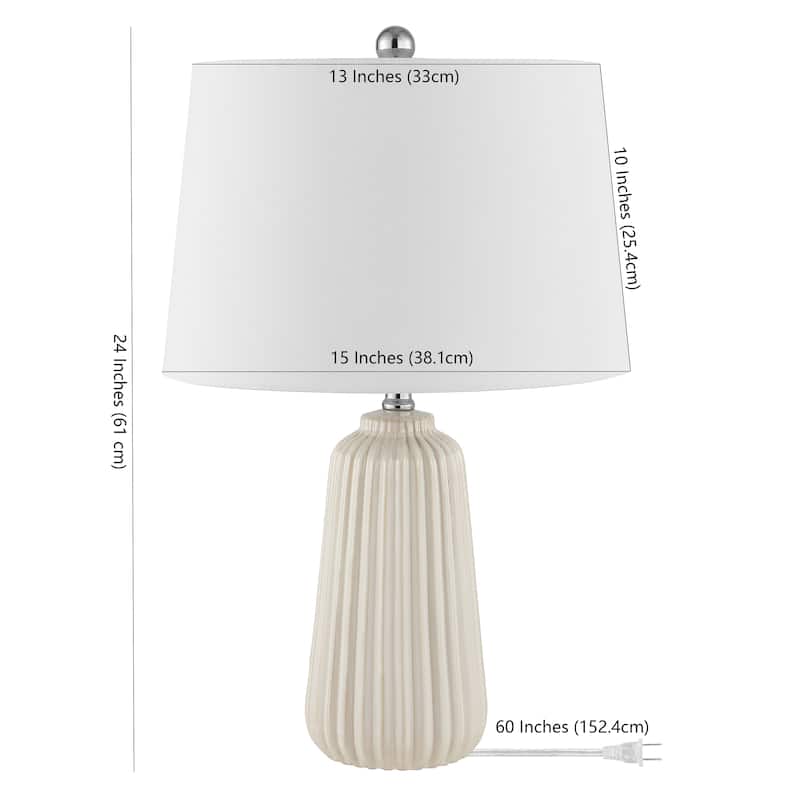 SAFAVIEH Lighting 24-inch Sawyer Ceramic Table Lamp - 15" x 15" x 24"