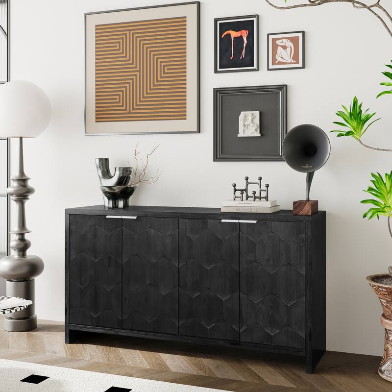 Antique Black Accent Storage Cabinet/ Buffet Sideboard / Entry Cabinet