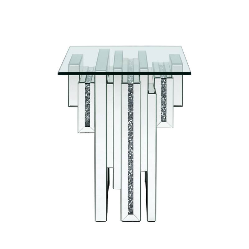 20 in. Silver Rectangle Glass End Table, Sturdy Build End Side Table for Living Rooms
