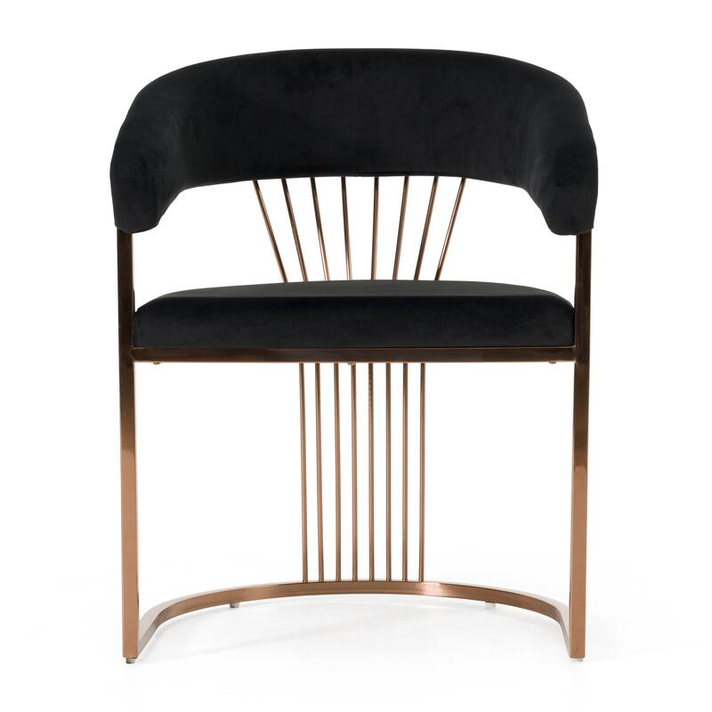 Modrest Linda Modern Black Velvet and Rosegold Dining Chair