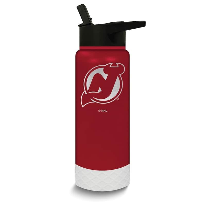 Curata NHL New Jersey Devils Stainless Steel Silicone Grip 24 Oz. Water Bottle - Multi-Color