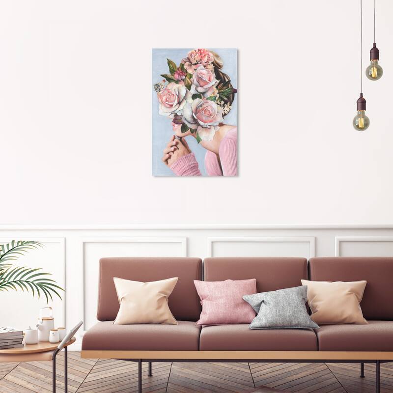 Wynwood Studio Canvas Floral and Botanical Pretty Roses Pink and Pastel Pink Glam Wall Art Canvas Print - Pink, Gray - 30 x 20