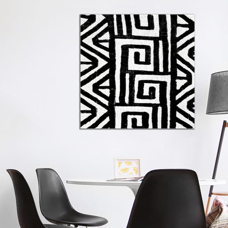iCanvas "Mudcloth Black Geometric Design VIII" by Ellie Roberts Canvas Print - 37x37x1.5