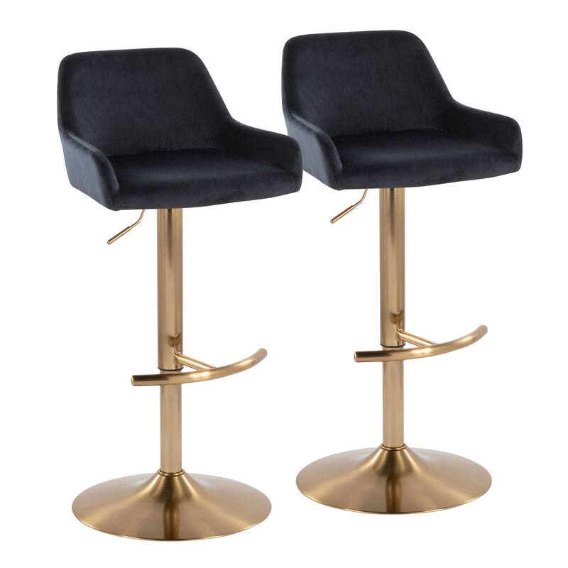 Silver Orchid Galotti Adjustable Bar Stool with Rounded T Footrest (Set of 2)