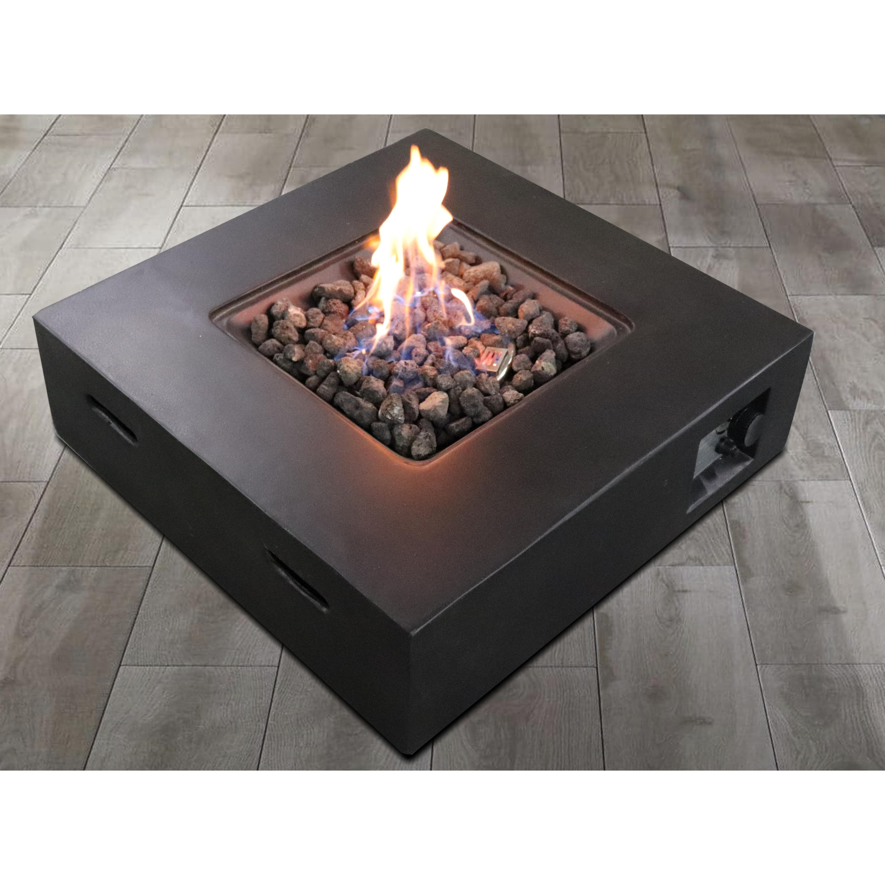 Living Source International Santiago 30 inch Square Fire Pit With Protective Lid