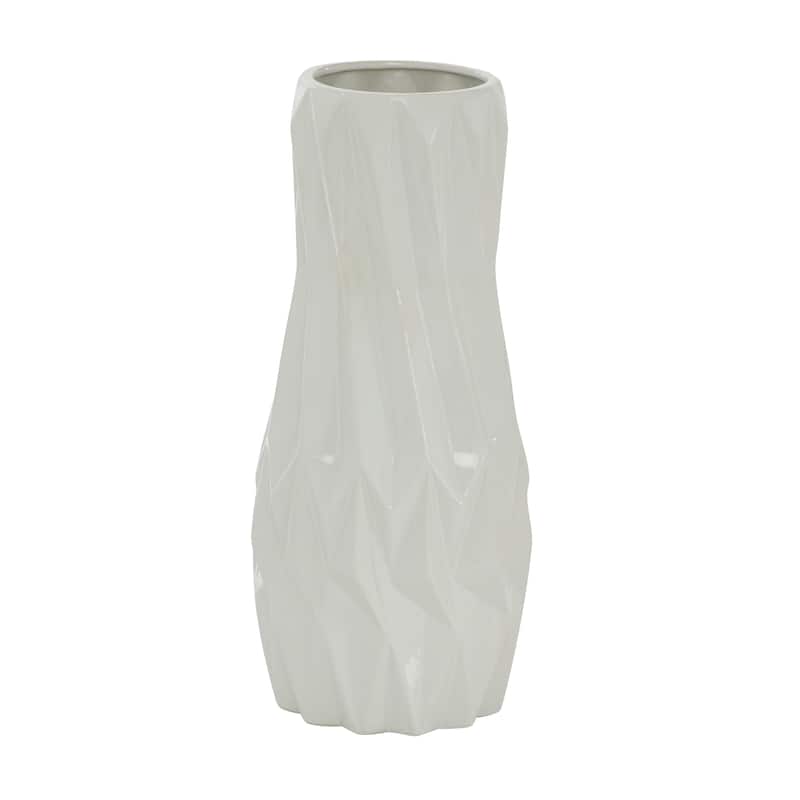 White Ceramic Geometric Decorative Vase