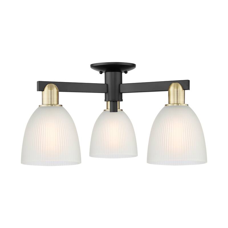 Innovations Lighting Endless Possibilities Arcadia - Castile - 3 Light 24" Semi-Flush Mount - Black Antique Brass/White