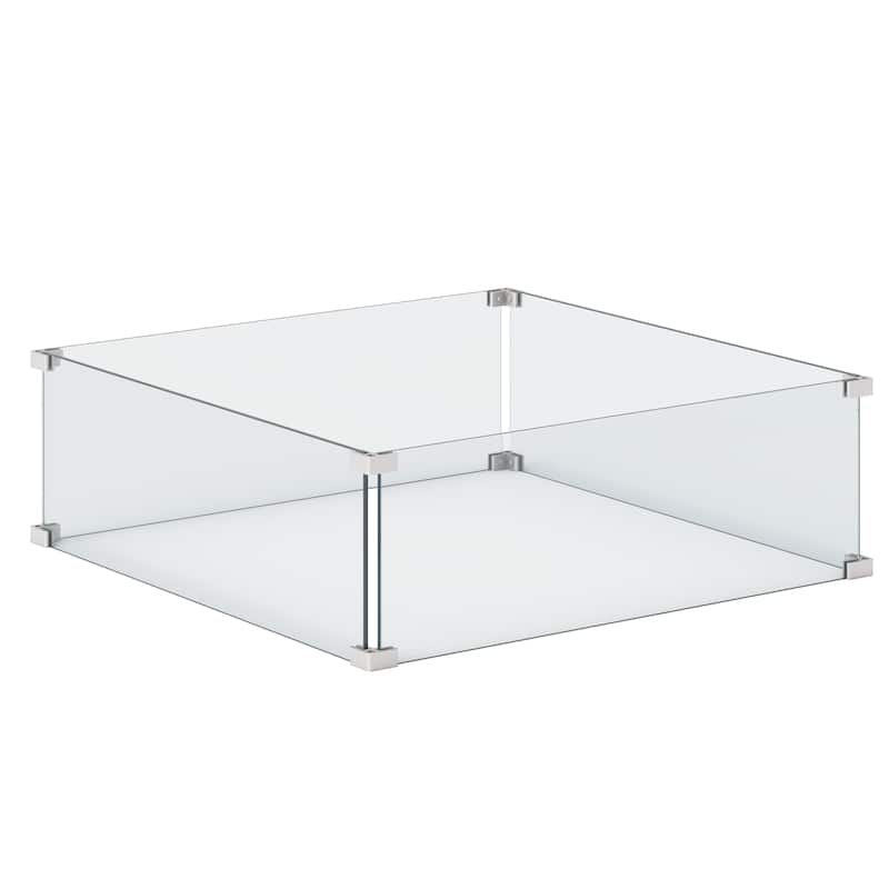 Corvus 21.6" x 21.6" Square Tempered Glass Wind Guard For Fire Pits