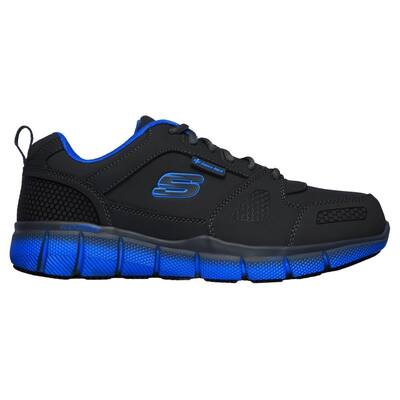 Skechers Work Mens Telfin Thordd Esd Soft Toe Work Shoe Charcoal/Blue 77171Ccbl Charcoal/ Blue