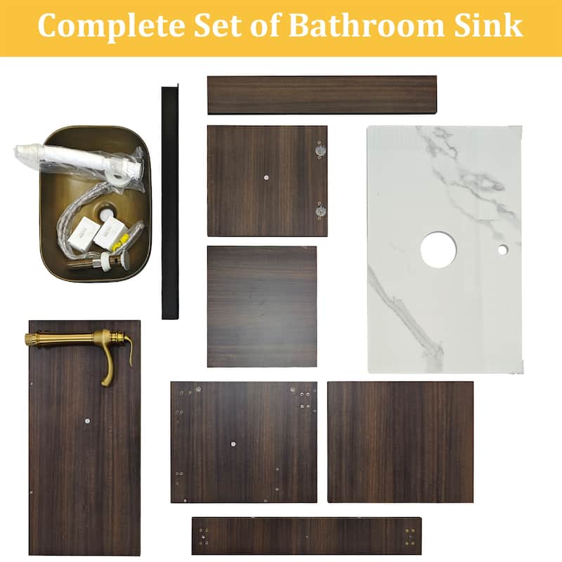 32/40/48 inch Bathroom Vanity with Sink Floating Ceramic Basin Cabinet